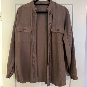 Men's Waffle Knit Jacket - Brown